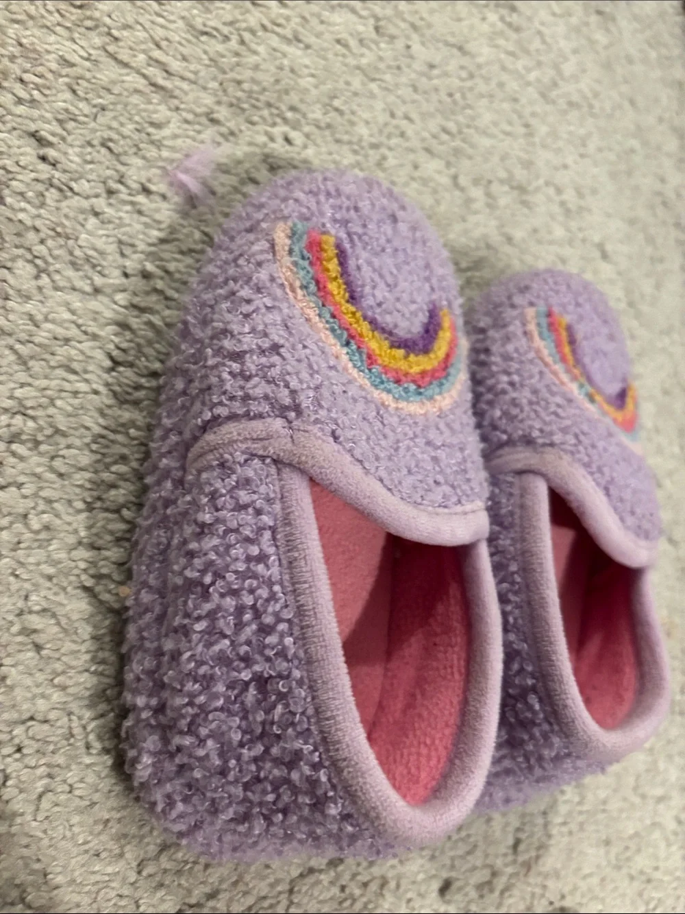 Lilac Plush Rainbow Slippers